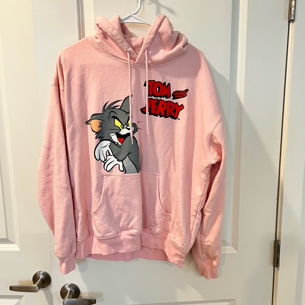 Pink Tom and Jerry Hoodie graphic in front & back